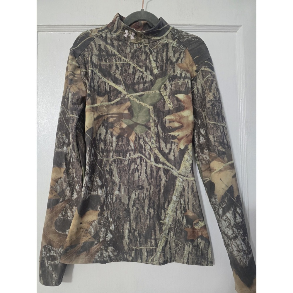 Under Armour Realtree AP Camo Hunting Mock Neck Long Sleeve Shirt Women Small